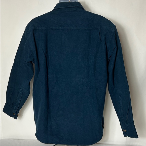 Cabela's Navy Chamois Shirt Men’s Size Large Casual Button Front Thick Cotton - Picture 2 of 4